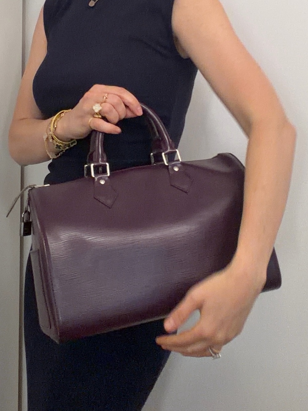Louis Vuitton Deep Plum Epi Leather Speedy 30 Bag